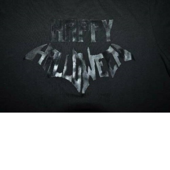 Halloween Shirt Small Black Bat HAPPY HALLOWEN Short Sleeve Crew Neck Tee Mens - Picture 2 of 3